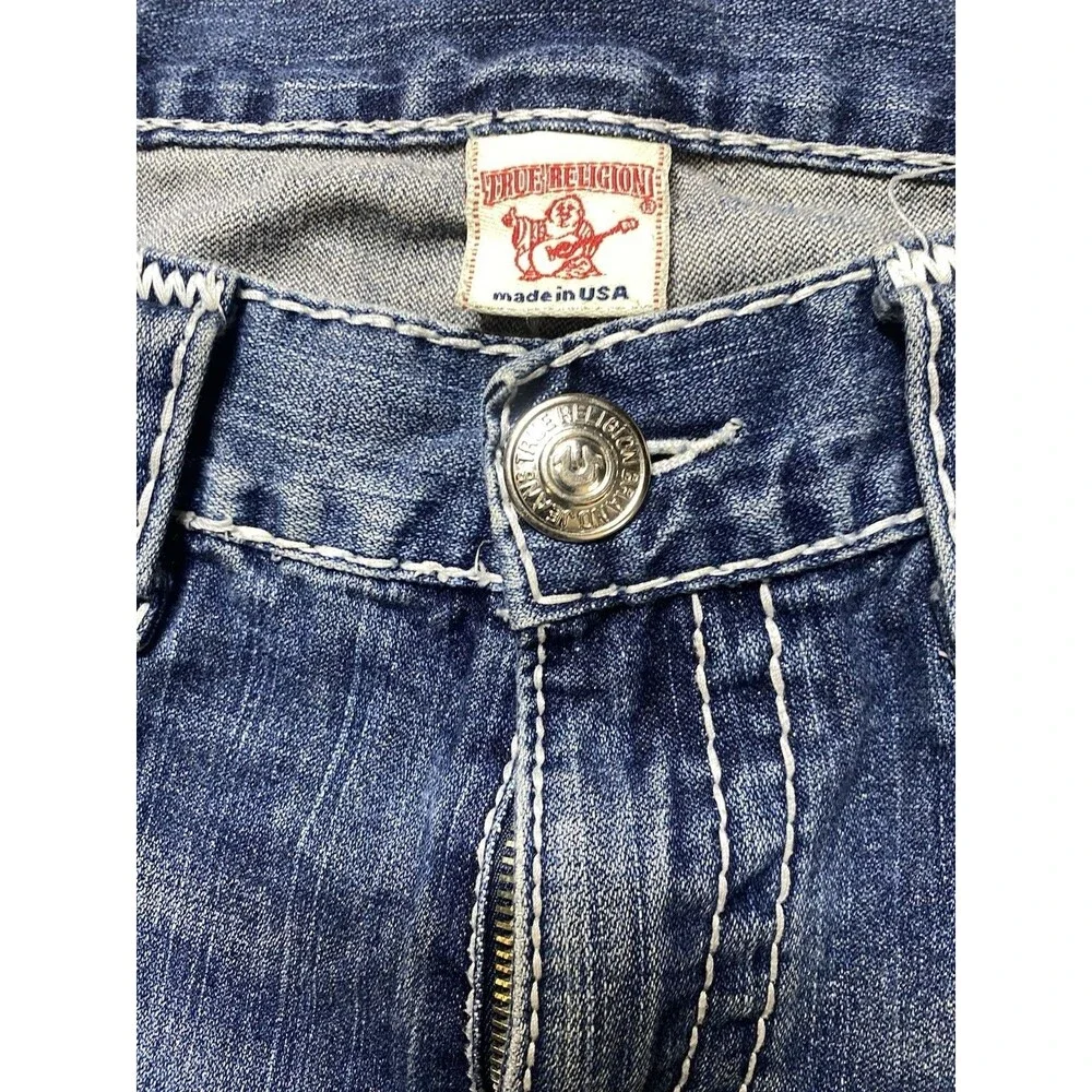 VTG True Religion Bobby Super T Jeans 38x26.5 Made in USA Thick White Stitch Y2K